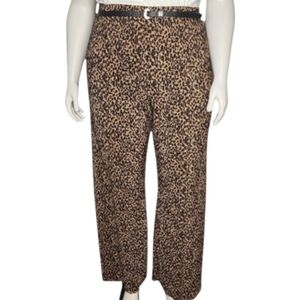 DEX Leopard Wide Leg Pants Pleated NWT Size Medium | Animal Print